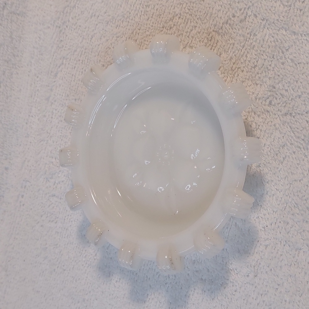 Floral Design Milk Glass Coaster